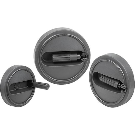 Kipp Handwheel, plastic, fold-away handle, 125 mm dia, 16 mm bore K0258.312516